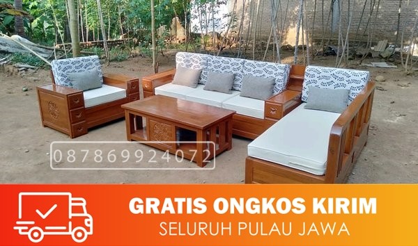 Kursi sofa meja tamu minimalis 1 set kayu jati furniture jepara
